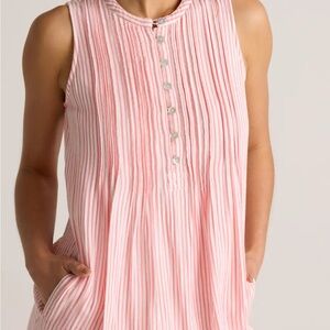 Quince Pink Striped Sleeveless Dress. 100% organic cotton gauze dress.
